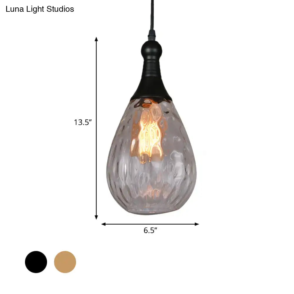 Industrial black & brass smoked glass pendant ceiling light bedroom