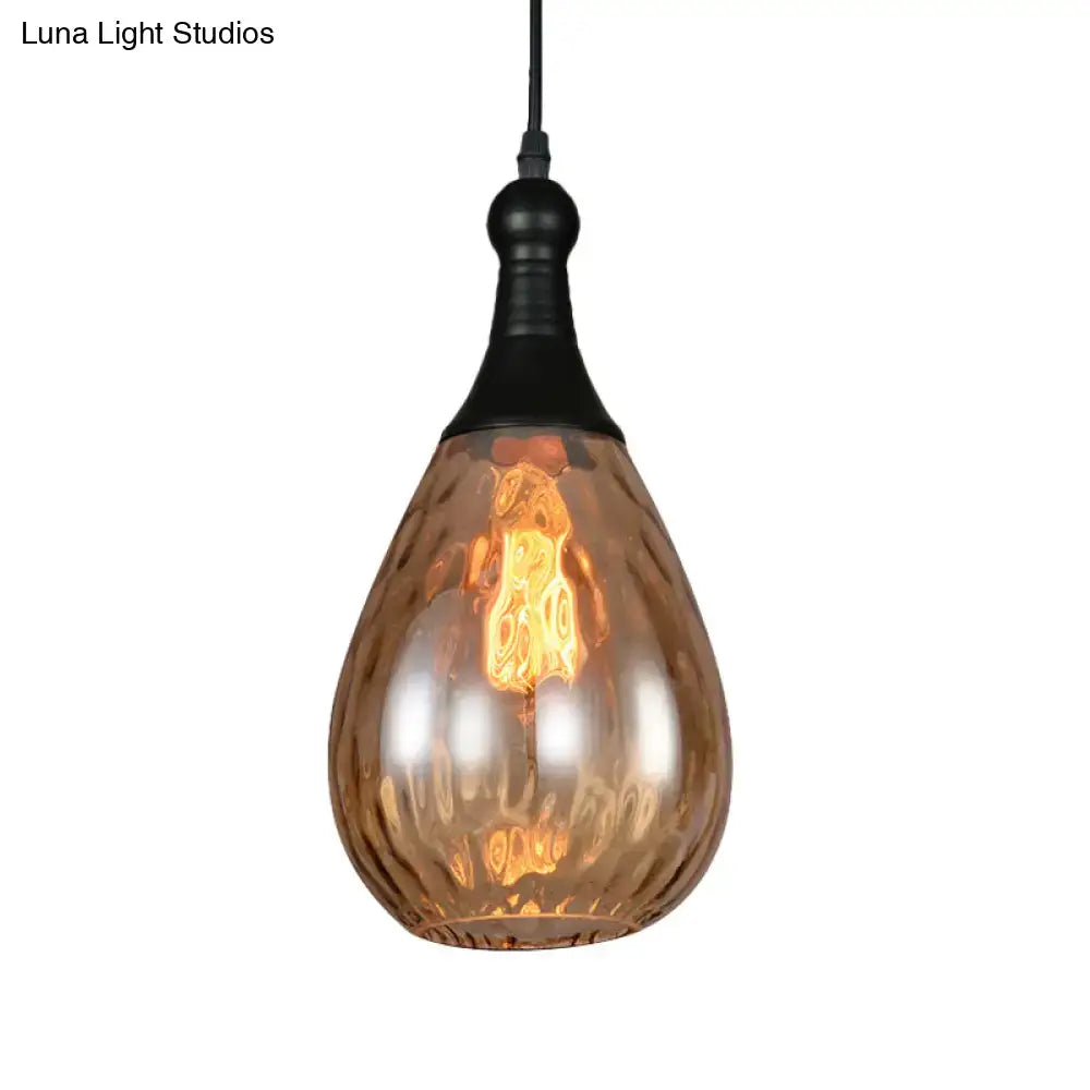 Industrial black & brass smoked glass pendant ceiling light bedroom