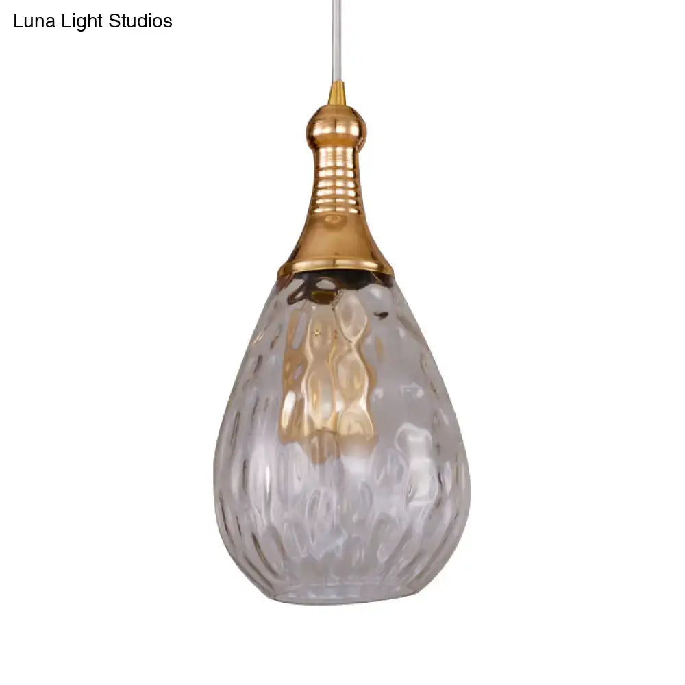 Industrial black & brass smoked glass pendant ceiling light bedroom