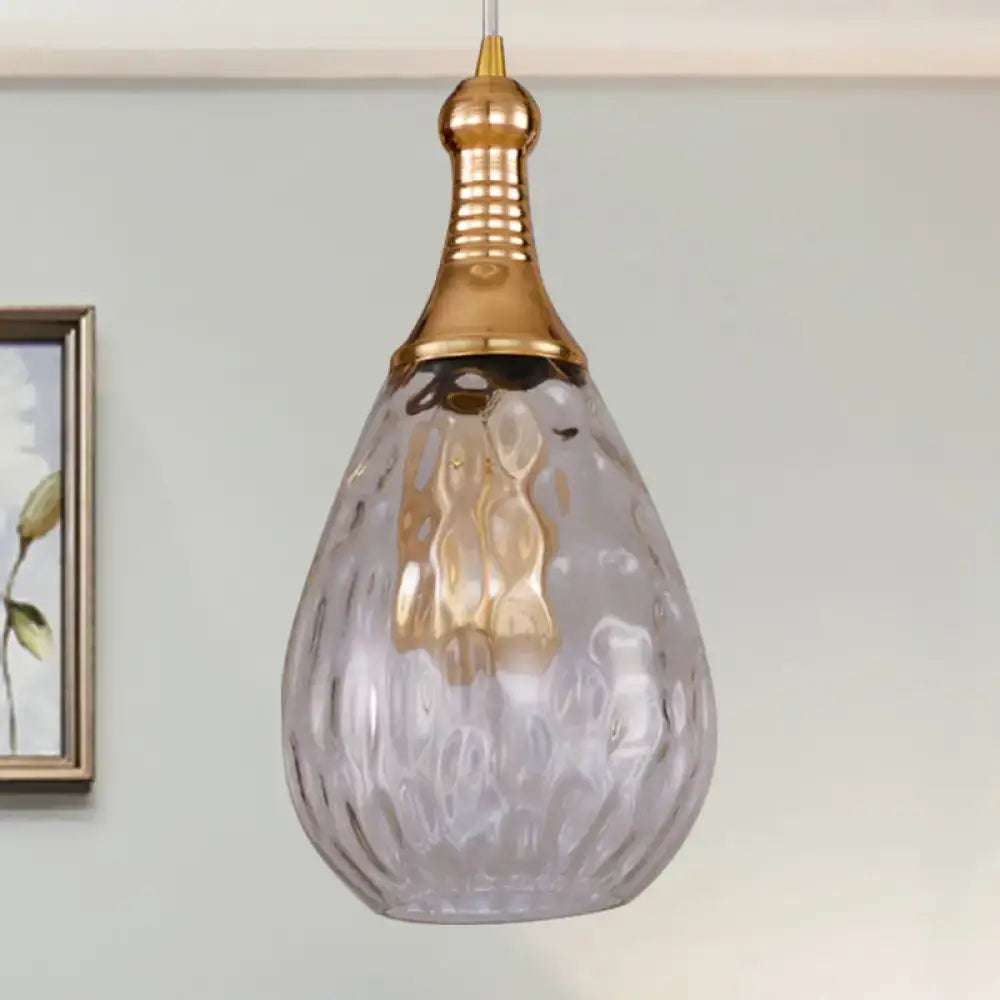Industrial black & brass smoked glass pendant ceiling light bedroom