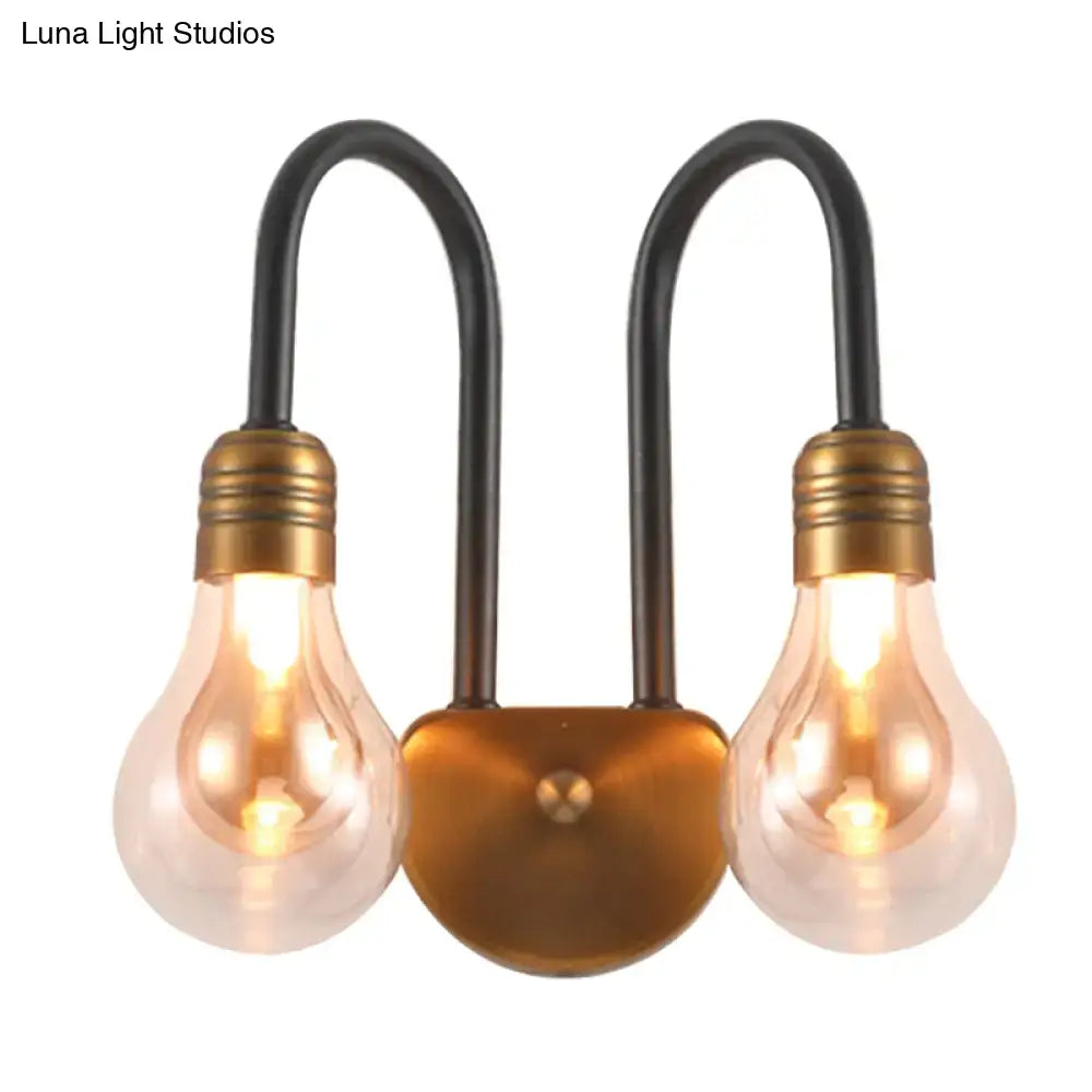 Industrial black & brass wall lamp – bedroom led light fixture