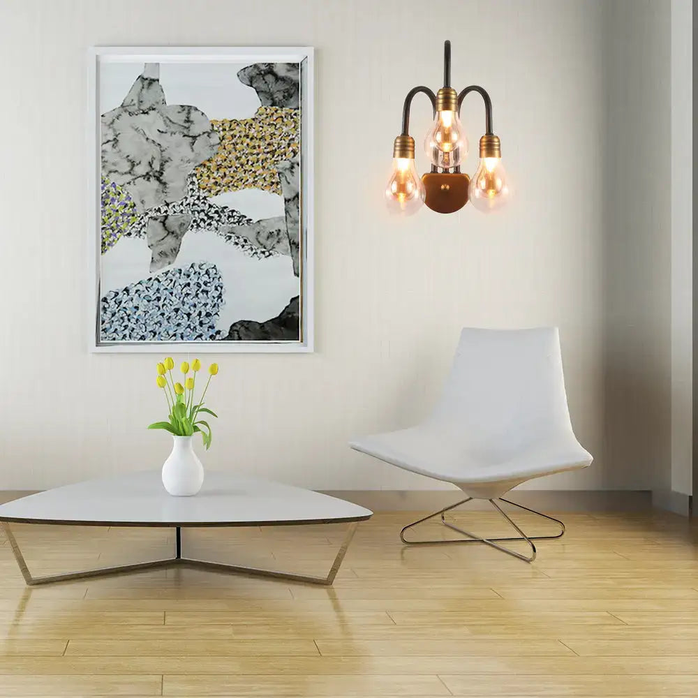Industrial black & brass wall lamp – bedroom led light fixture