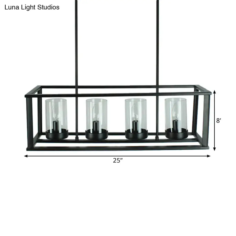 Industrial black clear glass pendant – kitchen island cage light