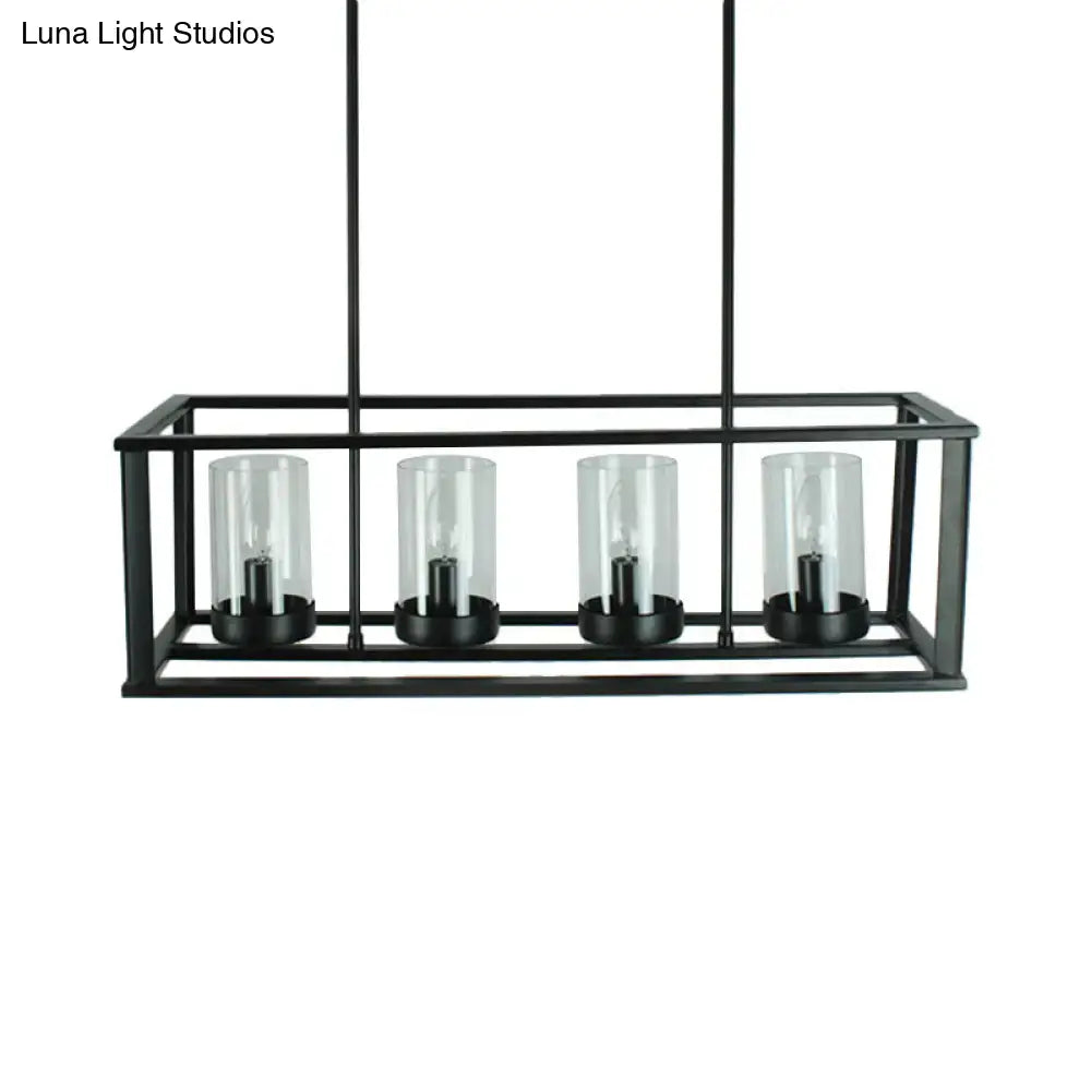 Industrial black clear glass pendant – kitchen island cage light