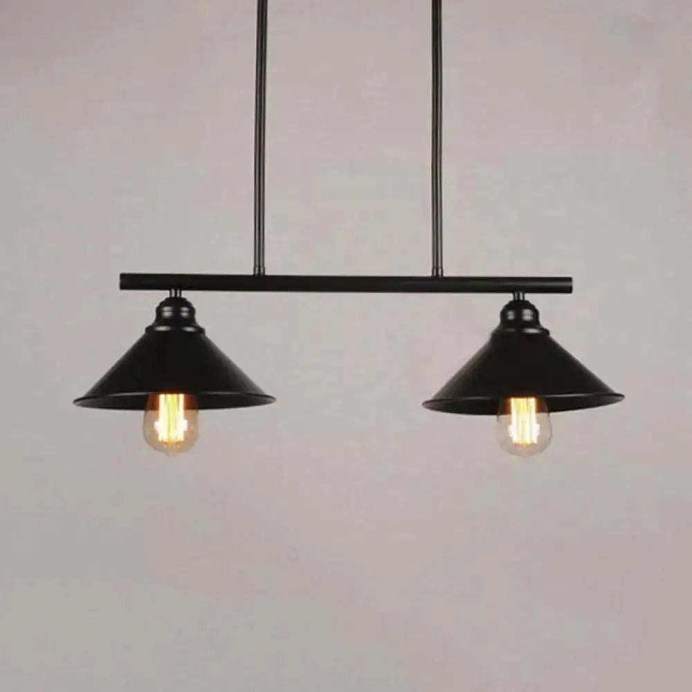 Industrial black conical island pendant light – kitchen fixture