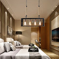 Industrial black & copper linear metal island pendant light kitchen