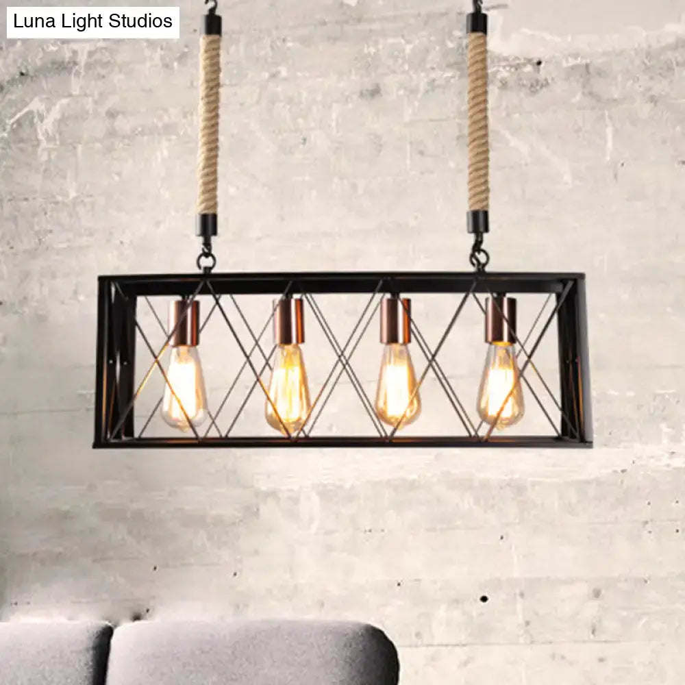 Industrial black & copper linear metal island pendant light kitchen