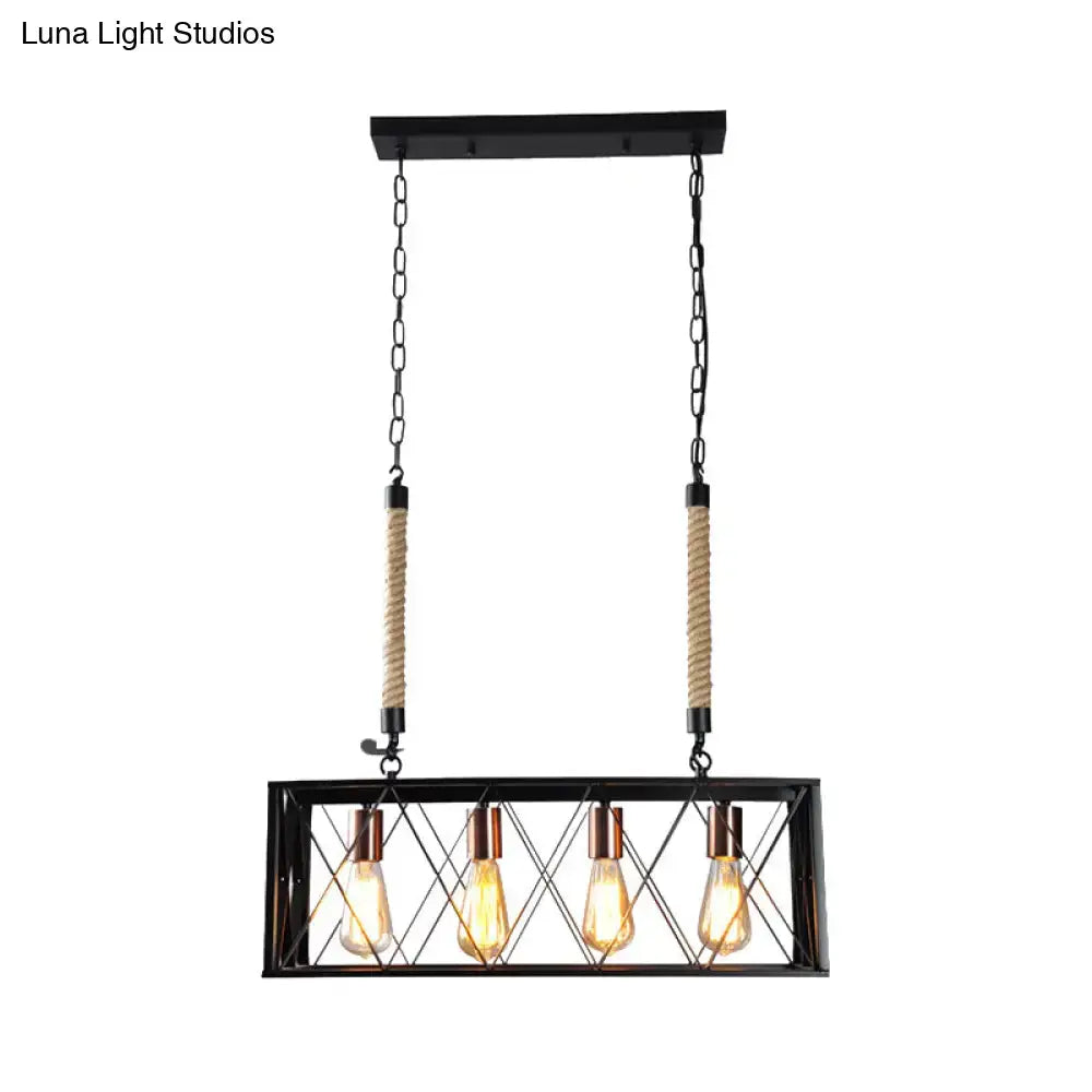 Industrial black & copper linear metal island pendant light kitchen