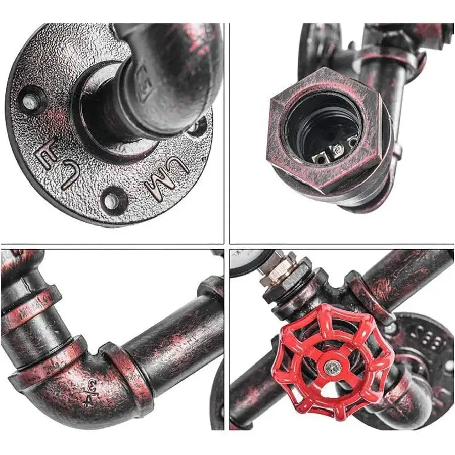Industrial black & copper steampunk wall sconces for bathroom