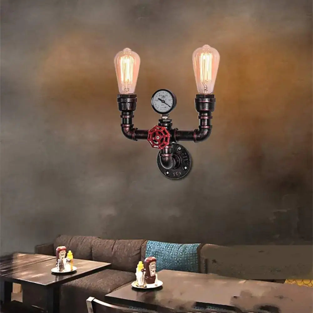 Industrial black & copper steampunk wall sconces for bathroom