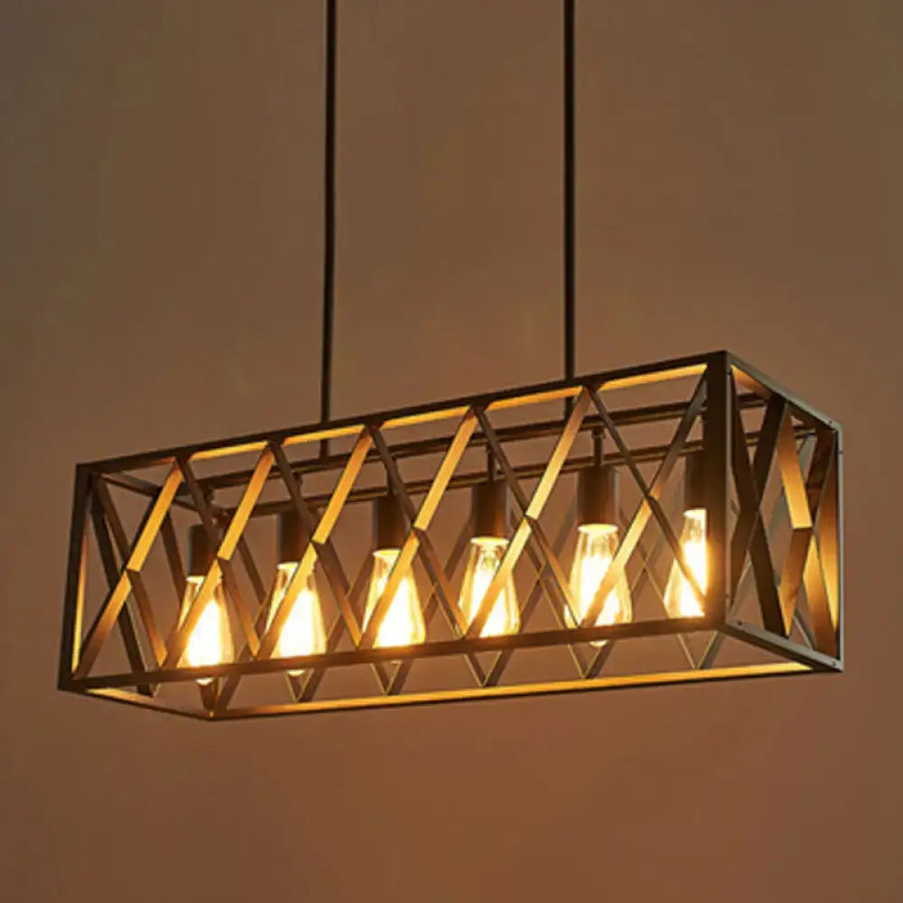 Industrial black cross framed pendant ceiling light for dining table