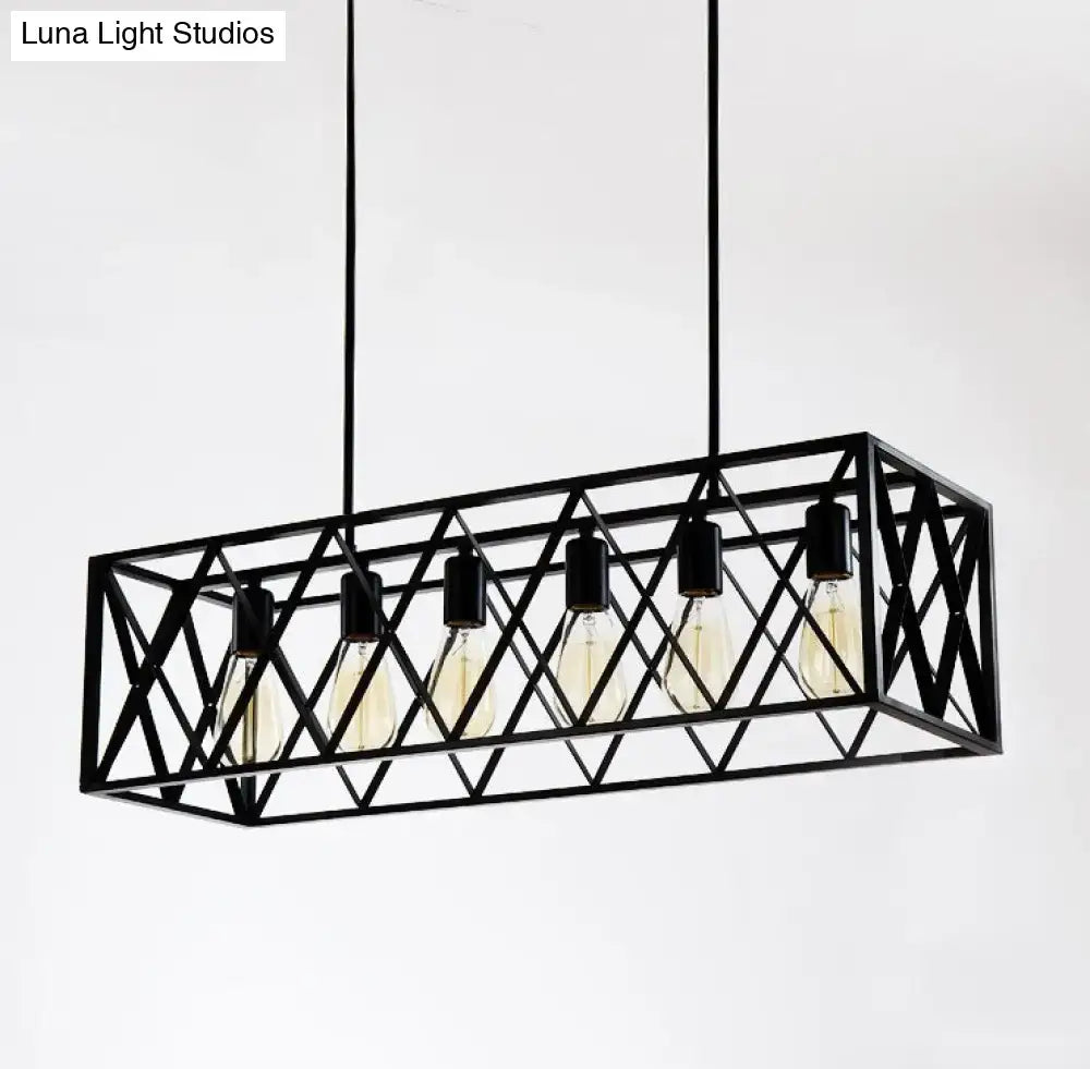 Industrial black cross framed pendant ceiling light for dining table