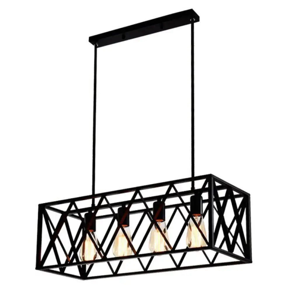 Industrial black cross framed pendant ceiling light for dining table