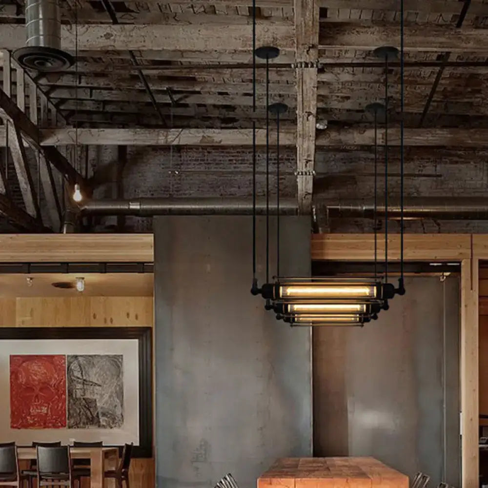 Industrial black iron pendant ceiling light kitchen filament lamp