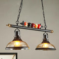 DecorBites™ rustic black island pendant light kit featuring clear glass amber shades and multi-color billiard ball bar