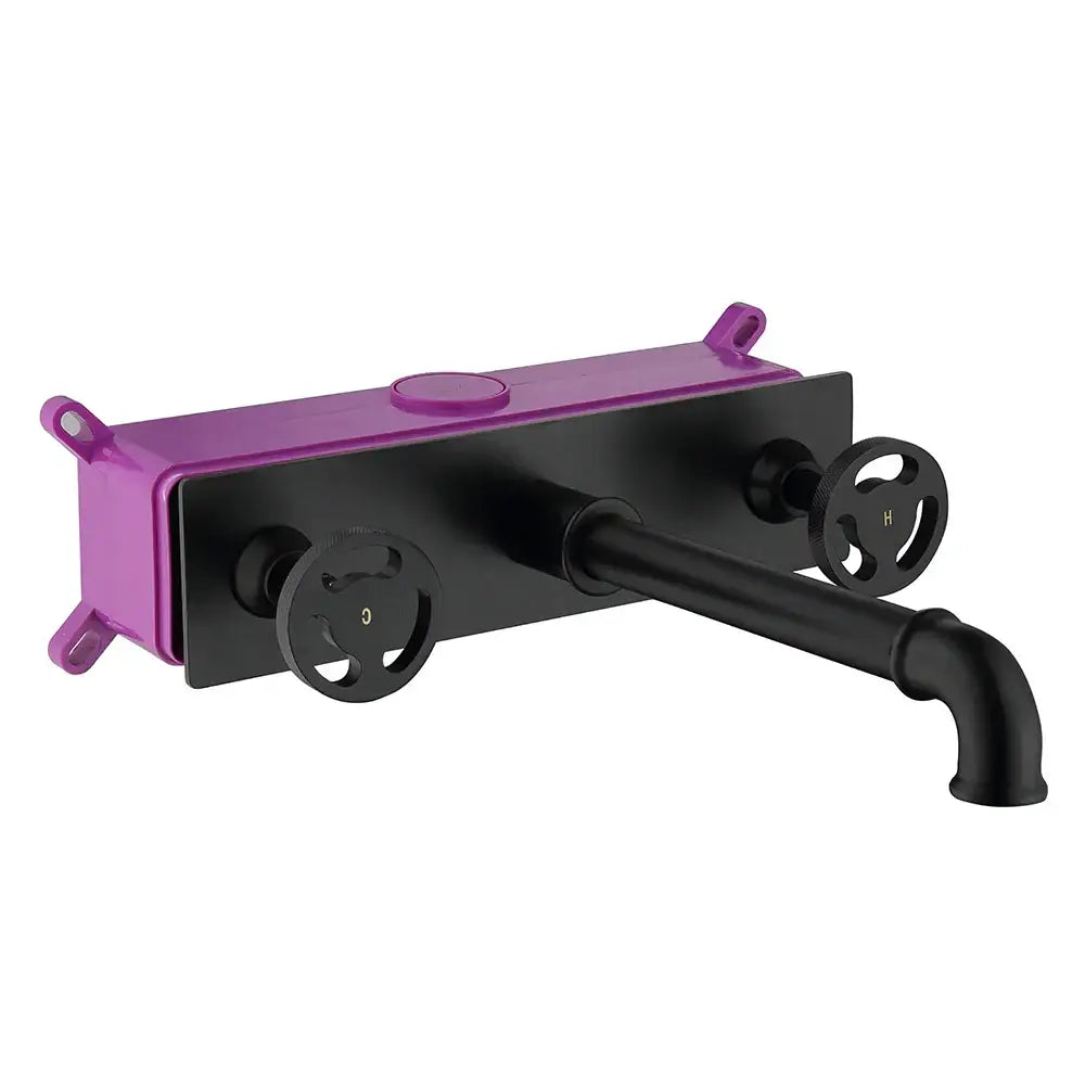 Industrial black matte wall mounted basin faucet bathroom mixer tap