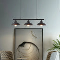 Industrial black metal 3 light barn chandelier dining room chain cord