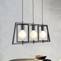 DecorBites black metal 3-light industrial pendant chandelier with exposed bulb base for dining room lighting type