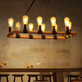 Decorbites™ 10 bulbs chandelier lighting with black metal pipes and natural rope accents features e26 e27 bulb base