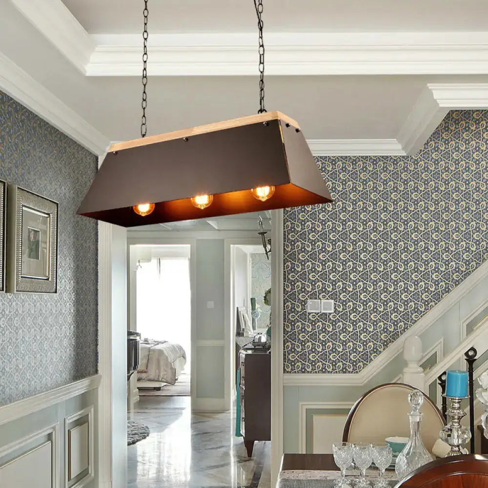 Industrial black metal and wood pendant lamp dining room island lights