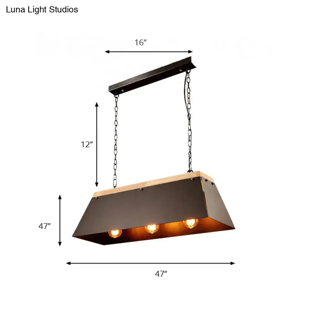 Industrial black metal and wood pendant lamp dining room island lights