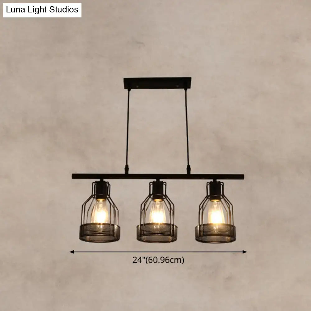 Industrial black metal bar chandelier bird cage kitchen island light