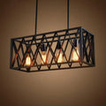 Industrial black metal cage island pendant light – kitchen chandelier