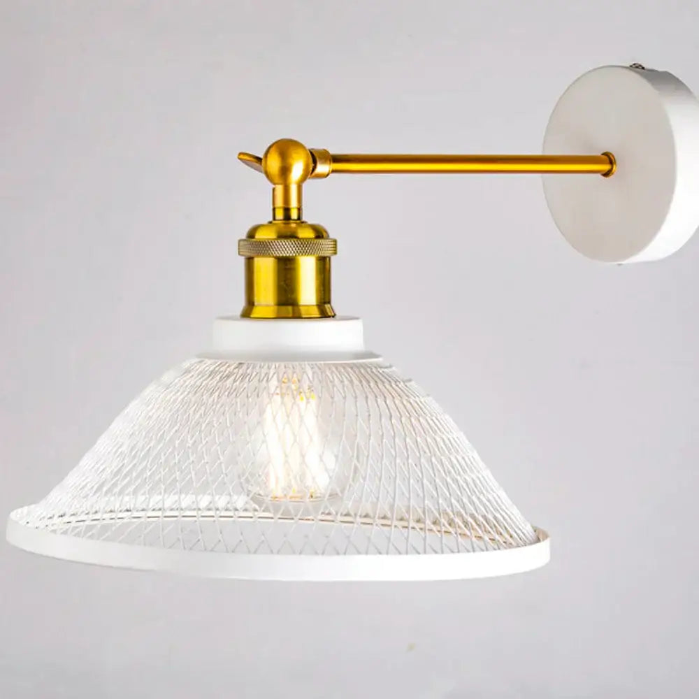 Industrial black metal cage wall lamp bedroom brass sconce