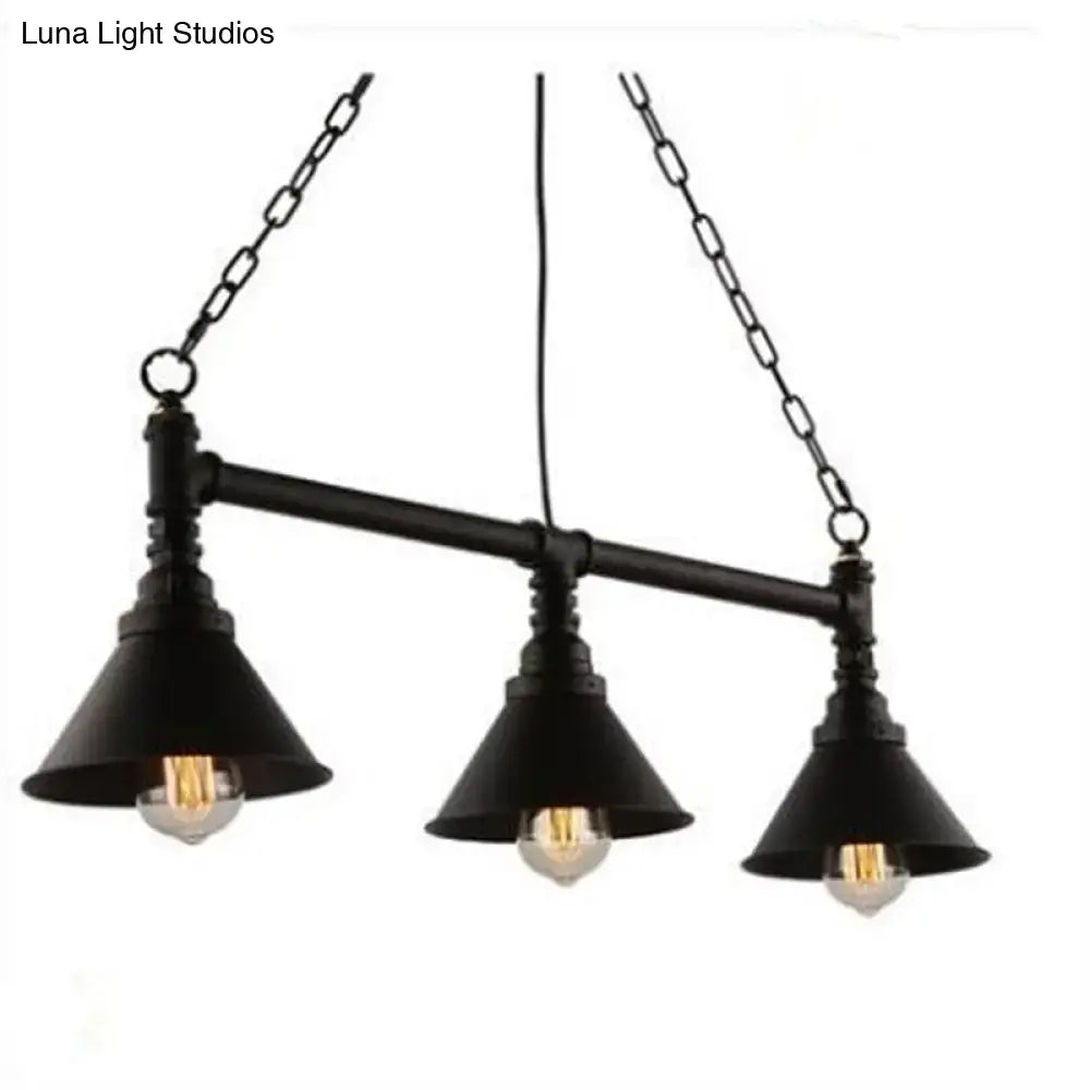 Industrial black metal conical hanging ceiling light dining room