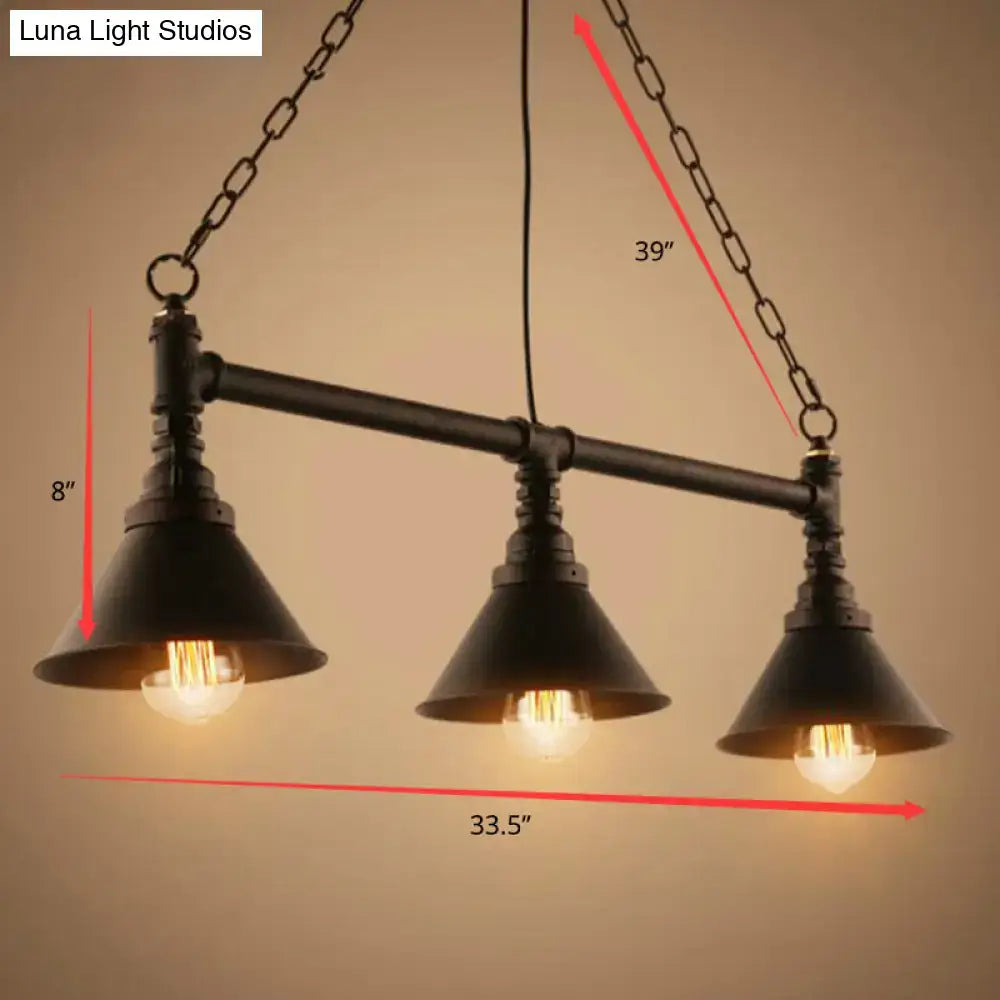 Industrial black metal conical hanging ceiling light dining room