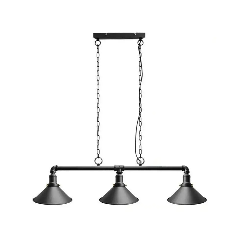 Industrial black metal conical hanging ceiling light dining room