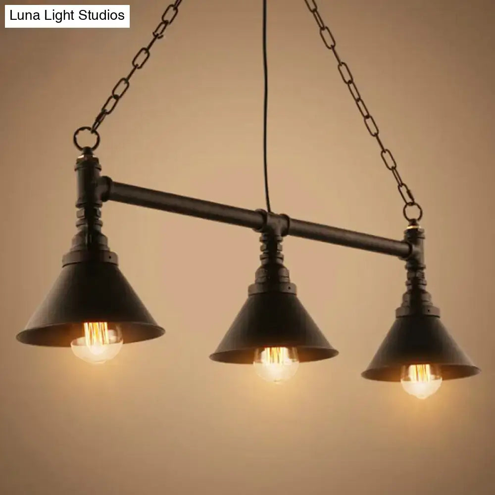 Industrial black metal conical hanging ceiling light dining room