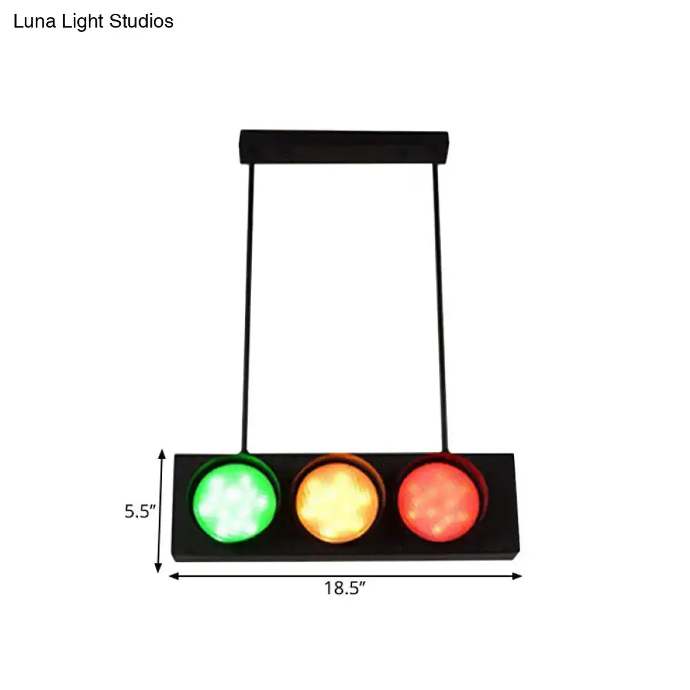 Industrial black metal island light traffic light for living room