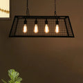 Industrial black metal island pendant lamp kitchen cage light
