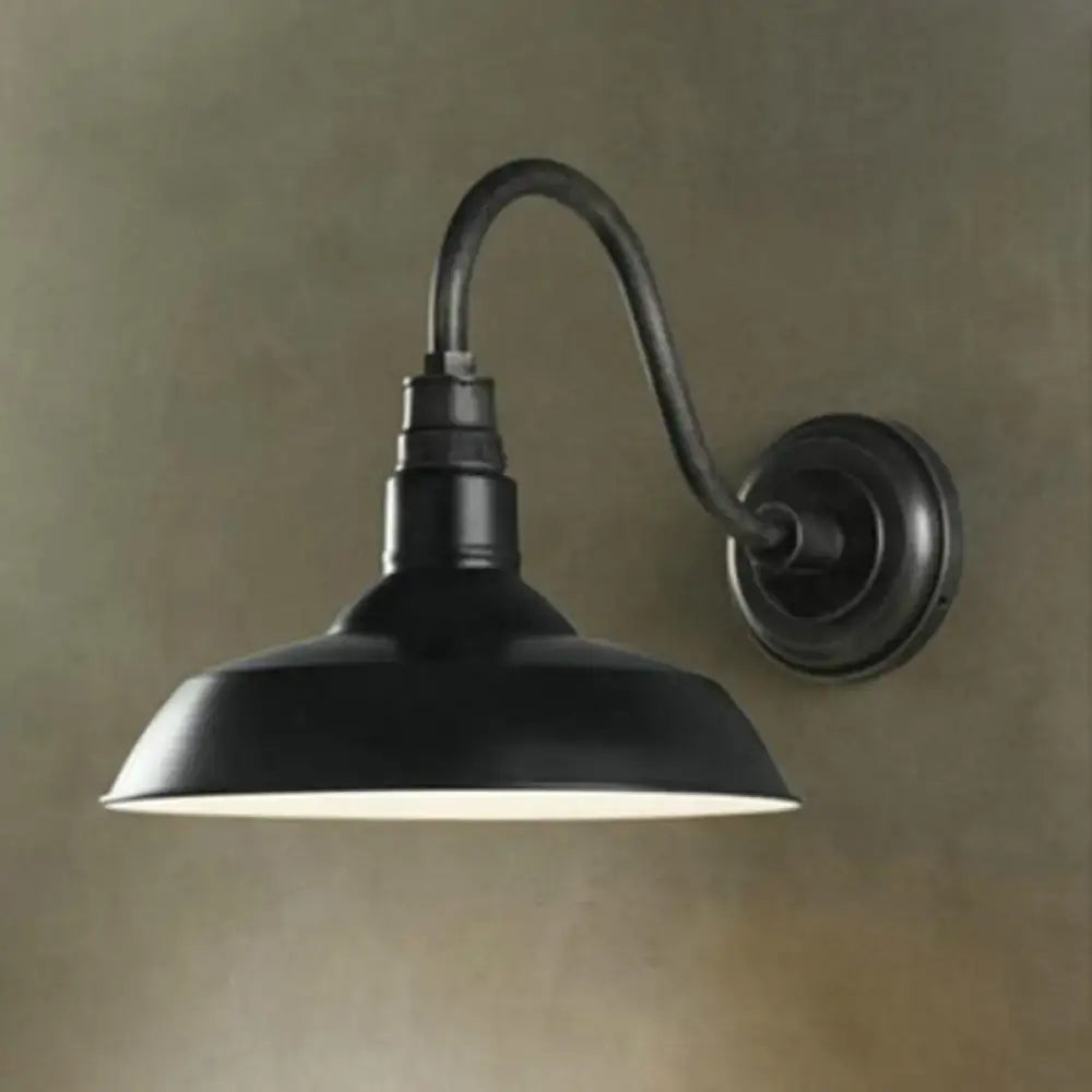 Industrial black metal shade wall light – kitchen farmhouse sconce