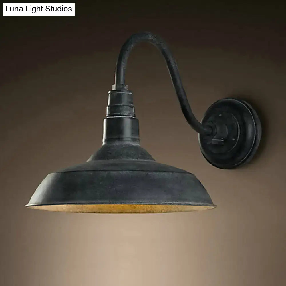 Industrial black metal shade wall light – kitchen farmhouse sconce