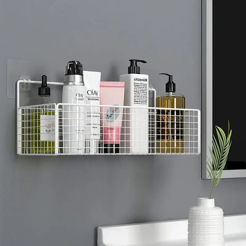 Industrial black metal two tier bathroom storage shelf – bathroom
