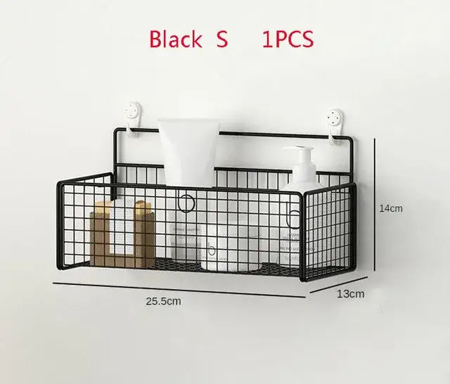 Industrial black metal two tier bathroom storage shelf – bathroom