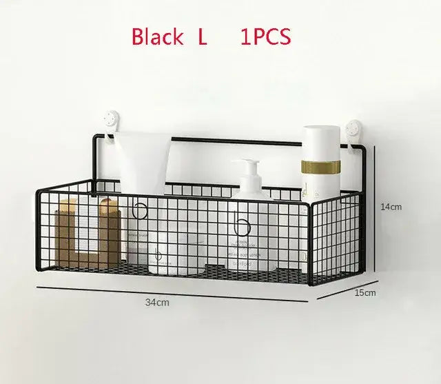 Industrial black metal two tier bathroom storage shelf – bathroom
