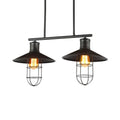 Industrial black metal wire cage shade pendant light kitchen island