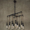 Industrial black pipe led chandelier dining room island light