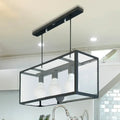 Industrial black rectangle pendant light kitchen island glass decor