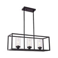 Industrial black rectangular pendant light dining room glass cylinder