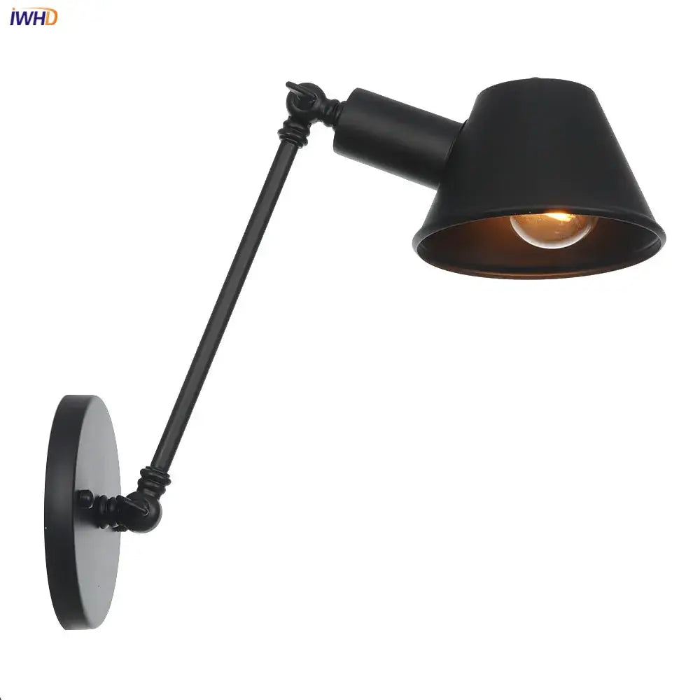 Industrial black swing arm wall light bedroom vintage sconce