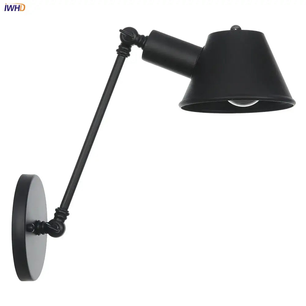 Industrial black swing arm wall light bedroom vintage sconce