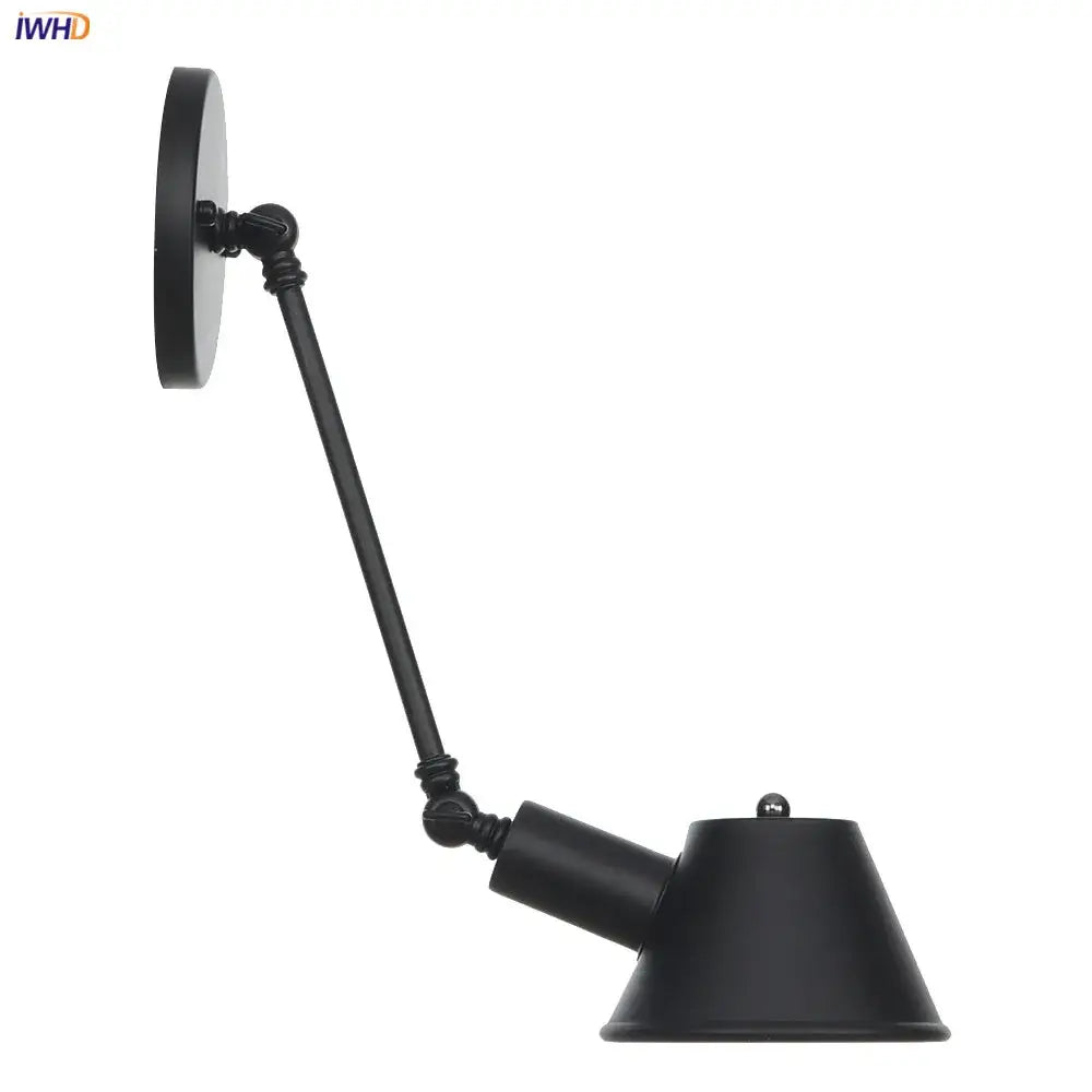 Industrial black swing arm wall light bedroom vintage sconce