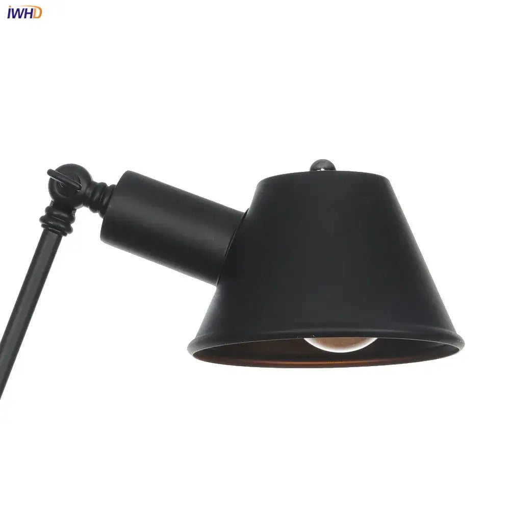 Industrial black swing arm wall light bedroom vintage sconce