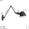 Industrial black swing arm wall light bedroom vintage sconce