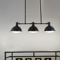 Black metal ceiling lamp DecorBites Symmetrical island pendant light with three dome shades for ceiling light use
