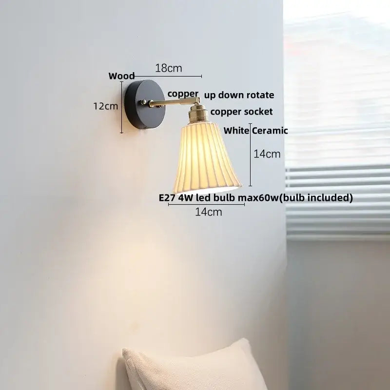 Industrial black wood led wall sconce with brass accent stair light